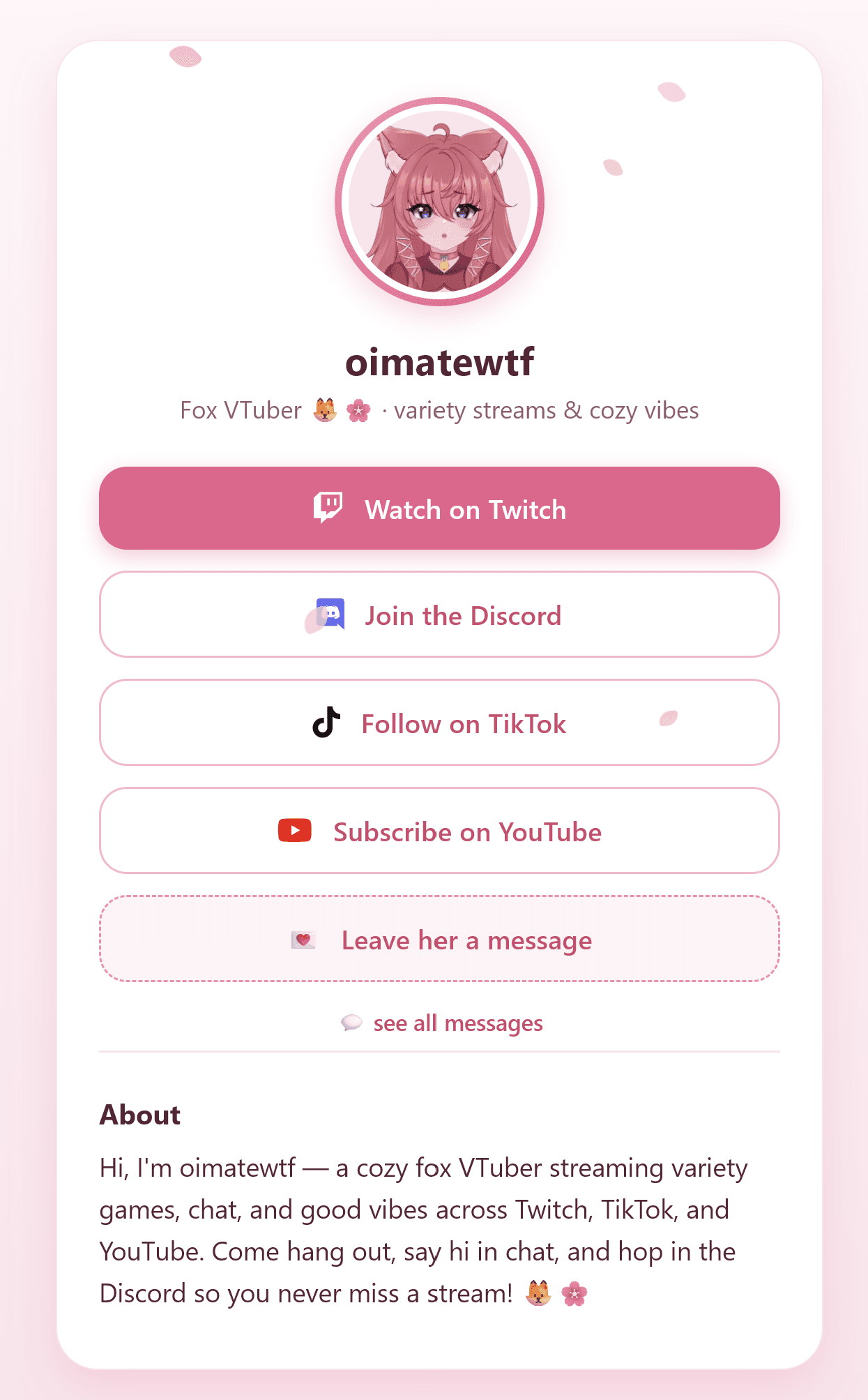 Creator Link Hub & Guestbook